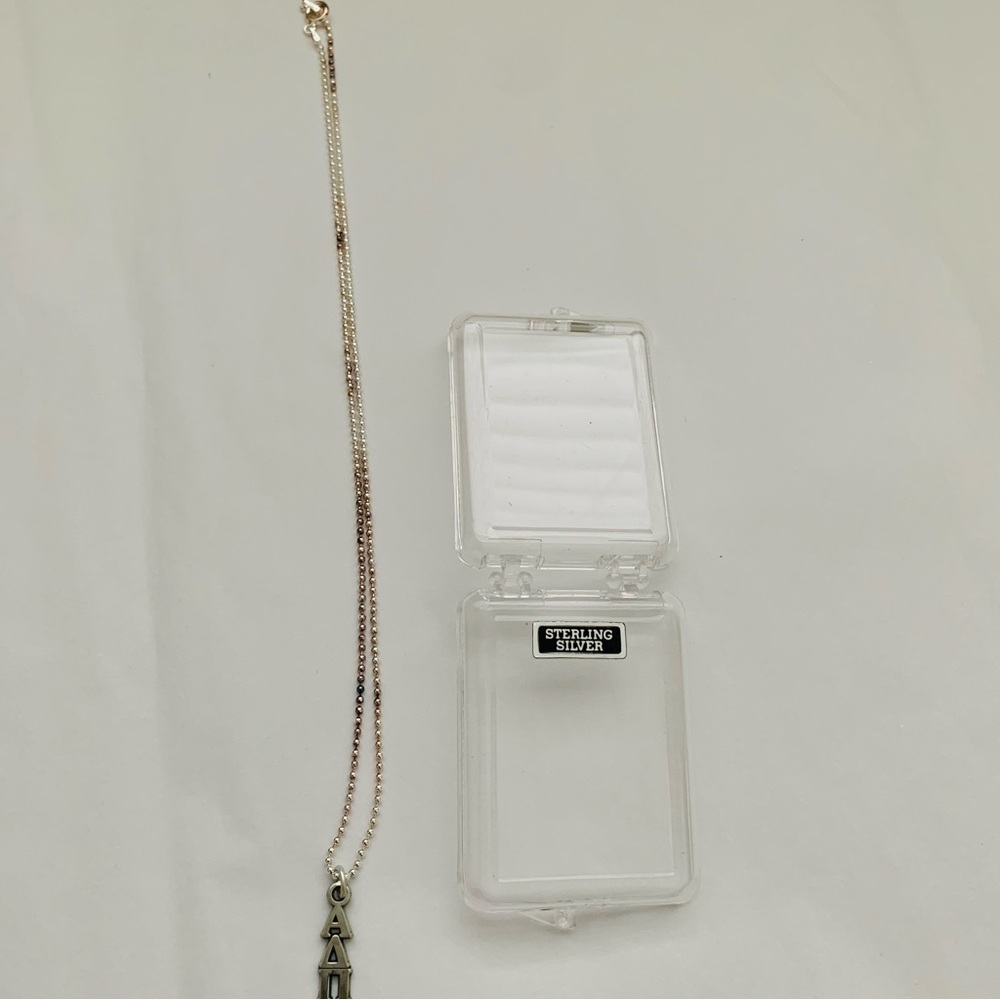 STERLING SORORITY Alpha Delta Pi Vertical Silver Necklace ADPI NIB VINTAGE - Picture 9 of 15
